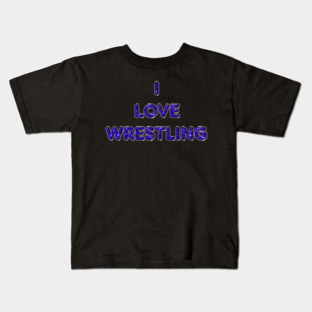 I Love Wrestling - Purple Kids T-Shirt by The Black Panther